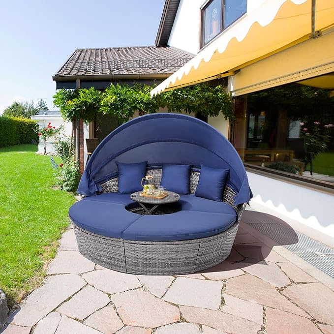 HAPPYGRILL Rattan Daybed with Canopy - Photo 3