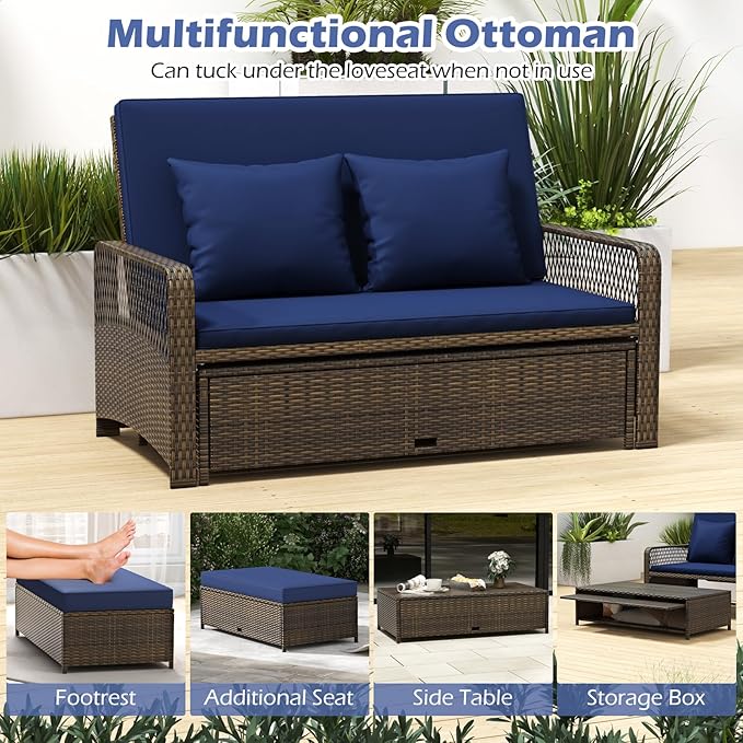 Tangkula Patio Rattan Daybed with 4-Level Adjustable Backrest - Photo 7