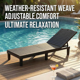 2PCS Outdoor Lounge Chairs 5 Position Adjustable, Pool Chairs, Sun Lounger, Patio Chaise Lounges PP Black - Photo 5