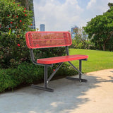 48" Metal Park Benches for Outside - Red Outdoor Benches Heavy Duty Garden Weatherproof Bench with Backrest - Photo 2
