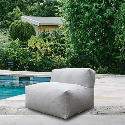 Dineli Modern ANNY-H Middle Chair Armless Chair Outdoor Furniture Comfy Patio Couch Sofa Outdoor Bean Bag Chair Creating a Unique Garden Modular Contemporary Sofa, Lazy Sofa for Outside (Light Gray)