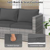 Tangkula 3 Seat Outdoor Wicker Sofa Set, Modular PE Rattan Patio Cushioned Sectional Couch Set - Photo 8