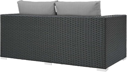 Modway EEI-1851-CHC-GRY Sojourn Wicker Rattan Outdoor Patio Sunbrella Fabric, Loveseat, Canvas Gray