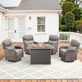 Luxury High Back Patio Furniture Set Fire Pit Table with 6-Inch Thick Cushions - Photo 1