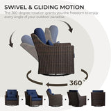 CHITA 3 Pieces Wicker Patio Bistro Set, Outdoor Furniture Set with 2 Pieces Rattan Rocking Swivel Chairs - Photo 3