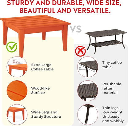 Costaelm Outdoor Side Tables for Patio, Small Patio Conversation Table Weather Resistant Coffee Table, Small Square Table Outdoor End Tables for Porch, Balcony, Poolside, Deck, Orange