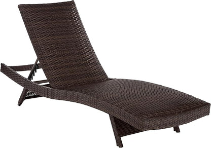 SAFAVIEH Outdoor Patio Furniture Collection – Alex Brown & Taupe Quick Dry Foam Lounger, Adjustable Outdoor Chaise, Modern Curved Design (PAT7545B)