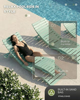 Pre-Assembled Folding in-Pool Lounge Chair, HDPE Outdoor Chaise Lounge with Cup Holder, Pool Lounge Chair for Poolside - Photo 3