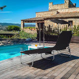 Giantex Outdoor Folding Chaise Lounge, Portable Tanning Chair with 5 Adjustable Positions, 360° Canopy Shade - Photo 2