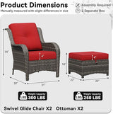 4 Piece Outdoor Wicker Patio Furniture Set, Patio Chairs Set with Thickened Olefin Cushions, High Back and Deep Seating - Photo 2
