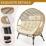 NICESOUL® Double Egg Chair Indoor Outdoor Stationary Oversized 6.5" Thick Padded Cushions - Photo 5