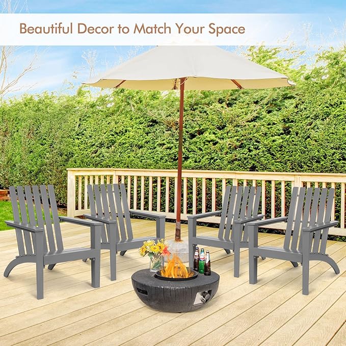 Tangkula Adirondack Chair Acacia Wood Outdoor Armchairs, Weather Resistant for Patio Garden Backyard Deck Fire Pit, Lawn Porch Furniture & Lawn Seating, Campfire Chairs, Adirondack Lounger (1, Grey)