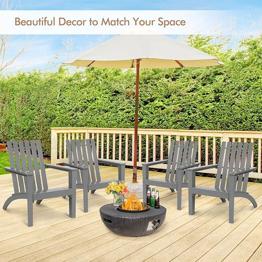 Tangkula Adirondack Chair Acacia Wood Outdoor Armchairs, Weather Resistant for Patio Garden Backyard Deck Fire Pit, Lawn Porch Furniture & Lawn Seating, Campfire Chairs, Adirondack Lounger (1, Grey)