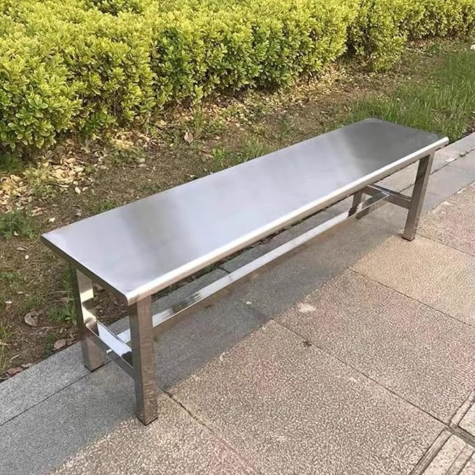 Outdoor Patio Bench, 304 Stainless Steel Outdoor Garden Bench, 660 Lbs Load-Bearing Capacity, for Patio, Park, Commercial Use(150cm/59in)