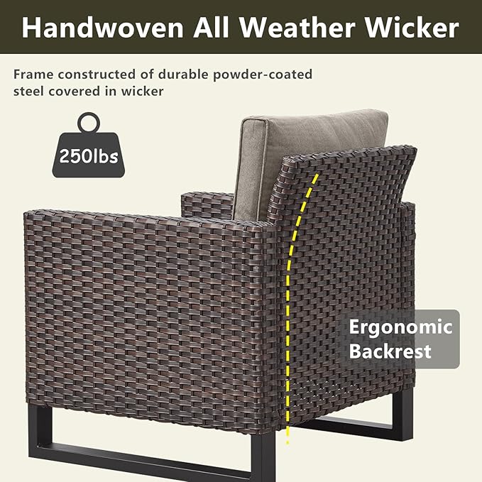 Rilyson Wicker Outdoor Patio Chairs Set - 3 Piece Rattan Patio Furniture Bistro Chairs Set with Waterproof Wicker - Photo 3