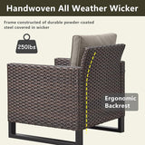 Rilyson Wicker Outdoor Patio Chairs Set - 3 Piece Rattan Patio Furniture Bistro Chairs Set with Waterproof Wicker - Photo 3