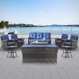Belord 13 Piece Wicker Patio Furniture Set, Outdoor Swivel Rocker Chairs Set of 4 with Ottomans and Rattan Couch - Photo 2