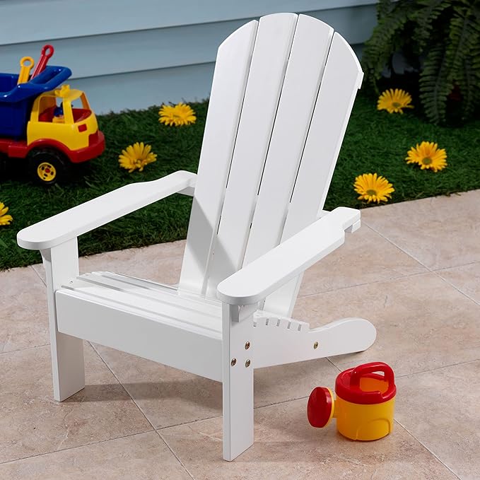 KidKraft Wooden Adirondack Children's Outdoor Chair, Kid's Patio Furniture, White, Gift for Ages 3-8 - Photo 6