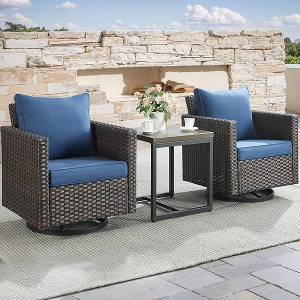 Rilyson Outdoor Patio Swivel Rocker Chairs - 3 Piece Wicker Patio Furniture Bistro Swivel Rocking Chairs Set with - Photo 1