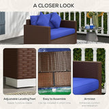 Outsunny Patio Wicker Loveseat with Cushions, 2-Seat Outdoor PE Rattan Couch Sofa with Throw Pillows, for Porch - Photo 6