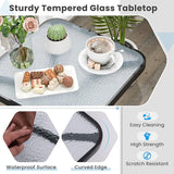Tangkula Outdoor Side Table, 20 Inches Square End Table with Tempered Glass Top, Metal Frame - Photo 5
