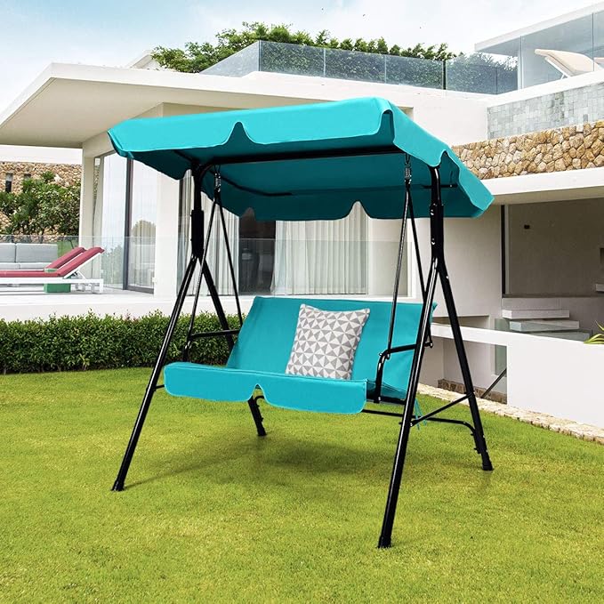 Tangkula 2 Person Porch Swing, Outdoor Swing with Removable Cushions, Solid Steel Structure - Photo 2