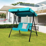 Tangkula 2 Person Porch Swing, Outdoor Swing with Removable Cushions, Solid Steel Structure - Photo 2