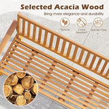 RELAX4LIFE 64’’ Outdoor Bench Acacia Wood - 3-Person Patio Bench w/Slatted Backrest, Armrests & Removable Seat Cushion - Photo 5