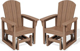 SERWALL Outdoor Glider Chair Set of 2, HDPE Wood-Like Patio Glider Rocker All-Weather Porch Glider for Outside, Brown - Photo 1