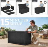 YITAHOME 90 Gallon Large Outdoor Deck Box, Lockable Waterproof Resin Storage Box with Handles - Photo 8