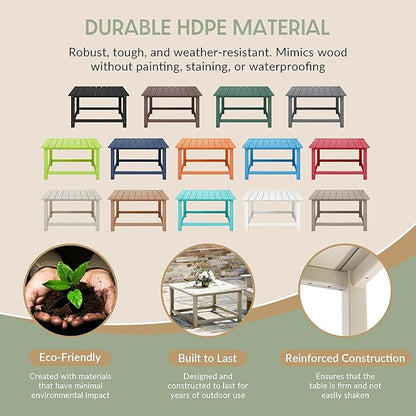 WestinTrends Malibu Low Outdoor HDPE Square Patio Coffee Table, Sand