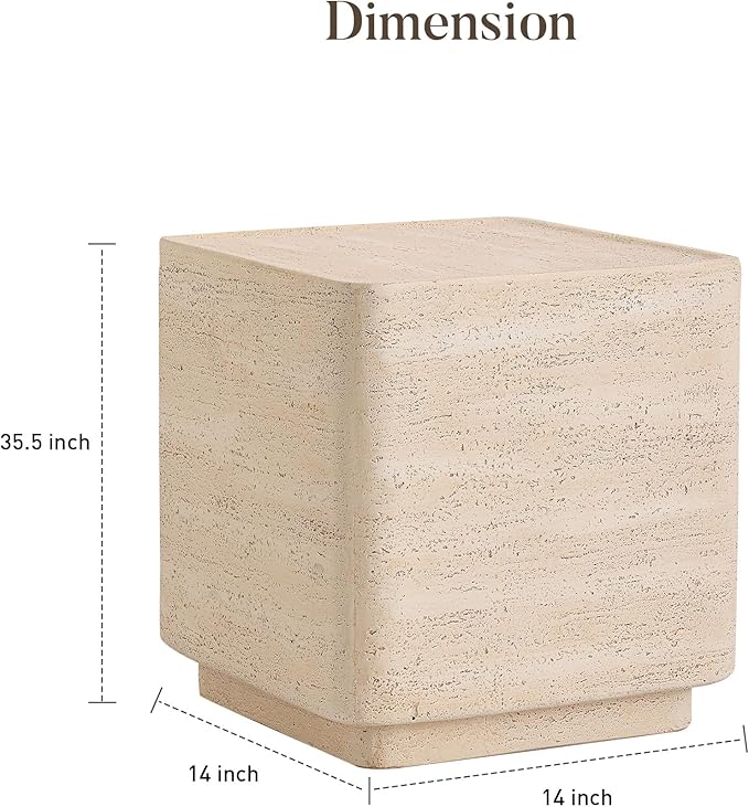 COSIEST 14.4" Outdoor Side Table, Rectangular Concrete End Table for Patio Small Outdoor Coffe Tables - Photo 3