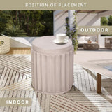 Afterglow Terrafab Material Outdoor Round Side Table, Natural Decorative Garden Stools - Photo 7