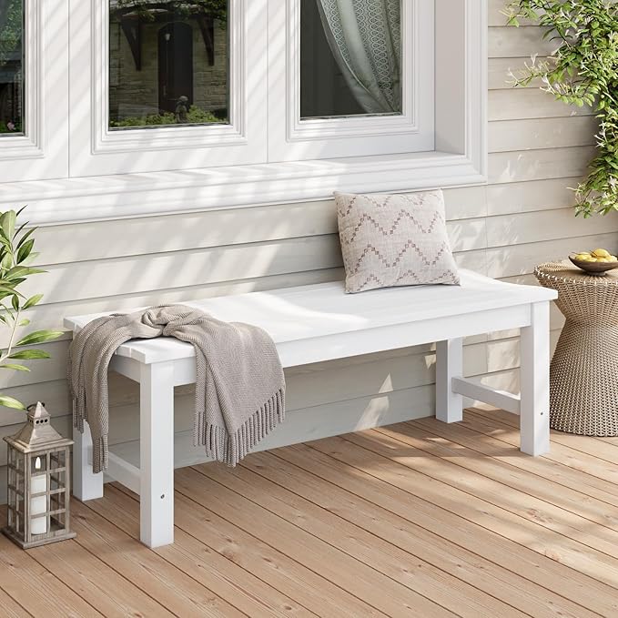 Stoog Outdoor Bench Set of 2, 2-Person Backless Outdoor Benches Weatherproof, Never Rot or Fade, White - Photo 2