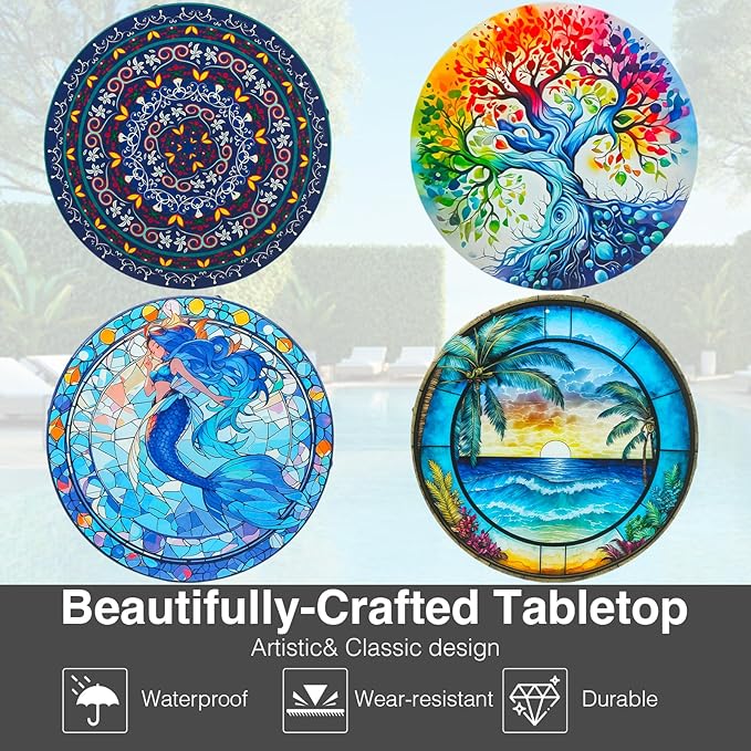 Outdoor Metal Side Tables, 14" Round Patio Side Table - Photo 7