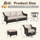 11 Pieces Patio Conversation Furniture Set - 1 Sofa, 4 Ottomans, 4 Swivel Chairs, 2 Side Tables - Photo 2