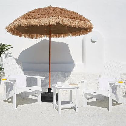 Y&M Adirondack Chair Set of 4, White Fire Pit Chairs, Outdoor Patio Chairs with Cup Holder, Weather Resistant HDPE Wooden Textured Patio Chairs, Perfect for Garden, Lawn, Deck, or Poolside