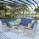Belord Outdoor Wicker Loveseat with Coffee Table - Photo 7