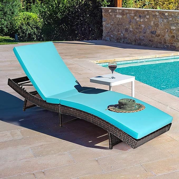 BETTARY Outdoor Folding Chaise Lounge, Rattan Patio Lounge Chair w/Removable Soft Cushion, 5 Adjustable Levels - Photo 2