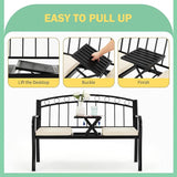 AVAWING Outdoor Metal Garden Bench, 2-Seat Patio Porch Bench with Steel Frame - Photo 6