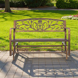 VEVOR Outdoor Bench, 50 inch, Carbon Steel Metal Frame with Cast Iron Backrest and Round Edge Armrests - Photo 2