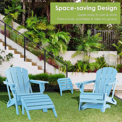 GREENVINES Adirondack-Ottoman | Set of 4 | HDPE Plastic | Outdoor Footrest | All Weather | Foot Rest | Foot Stool | Arctic | for Adirondack Chair | for Patio Backyard Pool