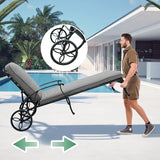 Chaise Lounge Chair Outdoor- Set of 2 Patio Pool Chairs Tanning Lounges for Outside Beach Lounger Reclining Cast - Photo 4