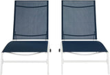 Crosley Furniture Weaver 2-Piece Reclining Sling Outdoor Chaise Lounge Chair Set with Wheels, Patio, Deck, Pool, Navy - Photo 4