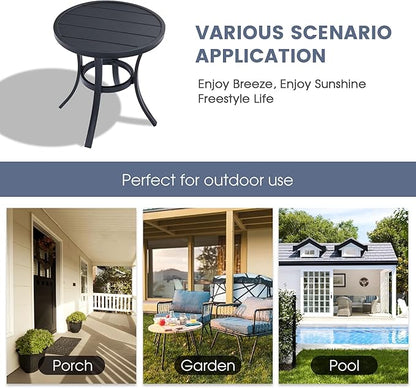 VICLLAX 18.5" Outdoor Side Table Small Patio End Table Round Bistro Coffee Table, Black