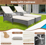 Tangkula Wicker Chaise Lounge Outdoor Set of 2, Patio Rattan Reclining Chaise with 6-Gear Adjustable Backrest - Photo 6