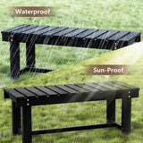 Nidouillet 35.5" Outdoor Garden Bench, Weatherproof Patio Benches 2-Person Seat Backless Wooden Porch Bench - Photo 4