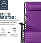 Best Choice Products Set of 2 Extra Wide Adjustable Steel Mesh Zero Gravity Lounge Chair Recliners w/Pillows and Cup - Photo 6