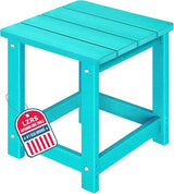 LZRS Adirondack Square Outdoor Side Table for Patio, Pool Composite Patio Table, HDPE End Tables for Backyard, Pool - Photo 1