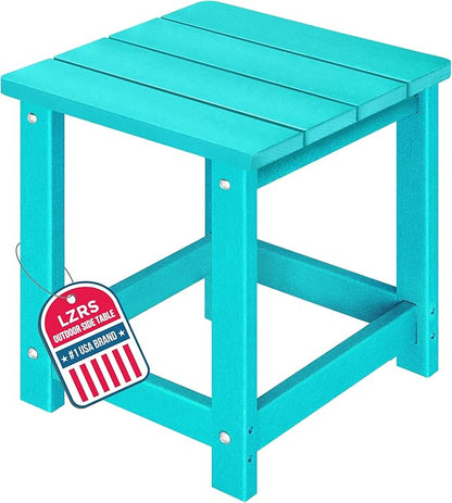 LZRS Adirondack Square Outdoor Side Table for Patio, Pool Composite Patio Table,HDPE End Tables for Backyard,Pool, Indoor Companion, Easy Maintenance & Weather Resistant(Turquoise)